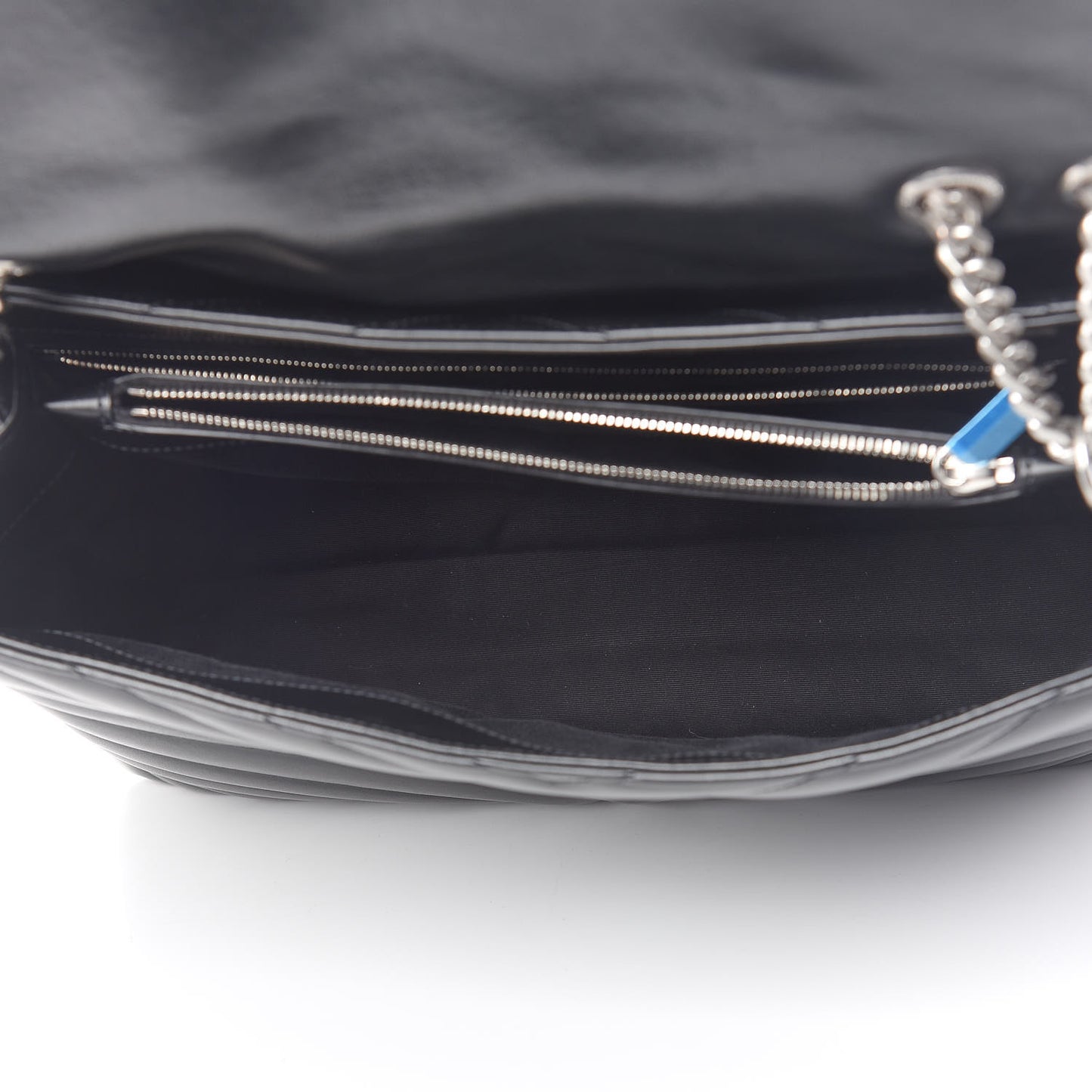 Calfskin Y Quilted Monogram Large Loulou Chain Satchel Black