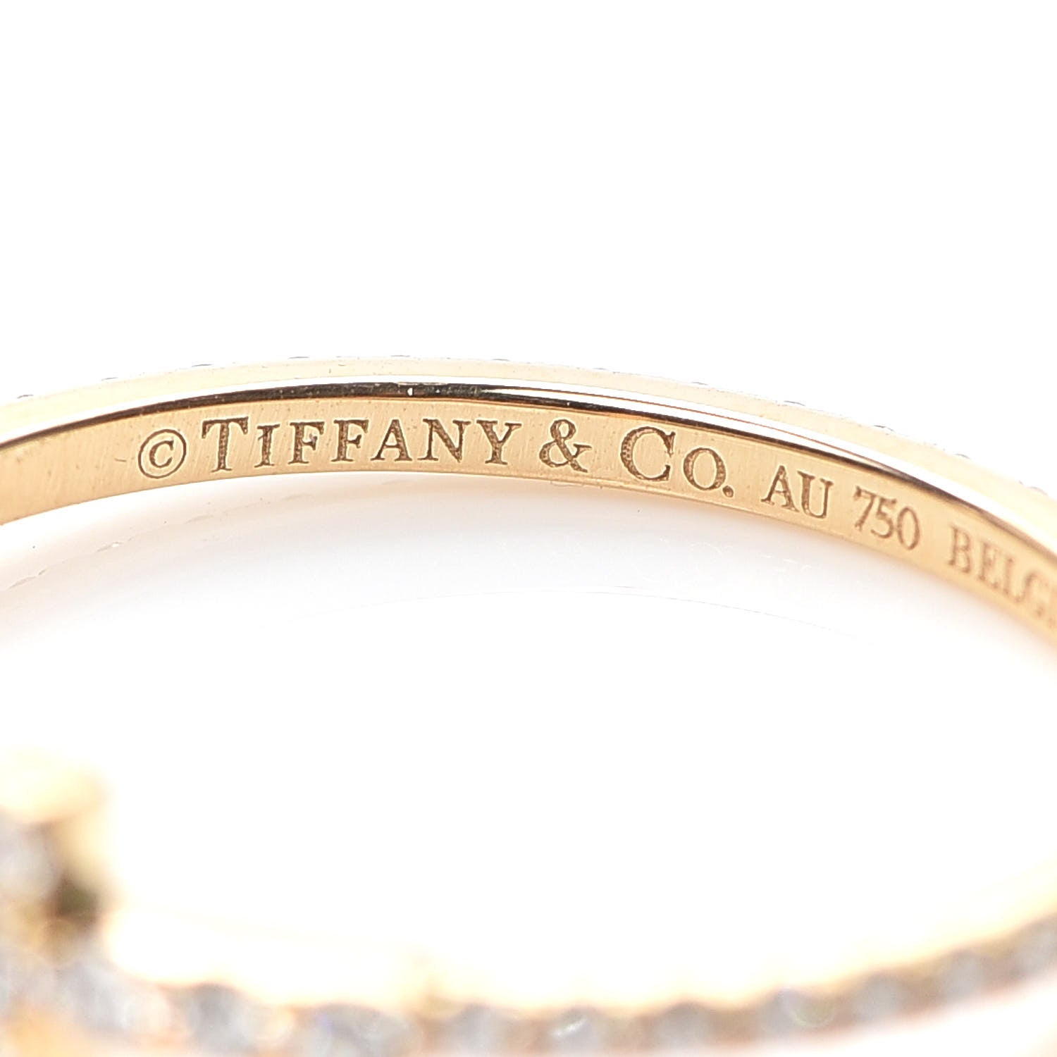 Tiffany 18K Yellow Gold Diamond T Wire Pave Ring 50 5.5 4 of 5