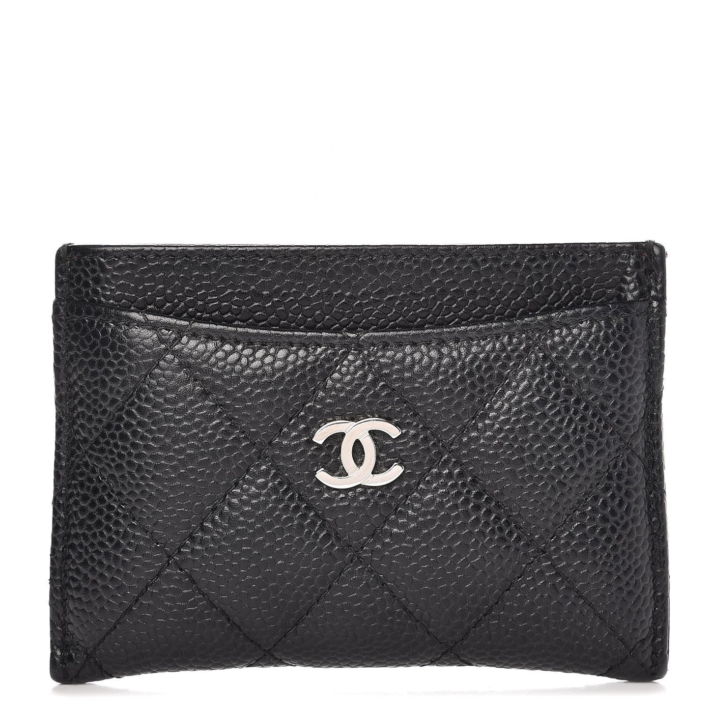 Caviar Quilted Card Holder Black