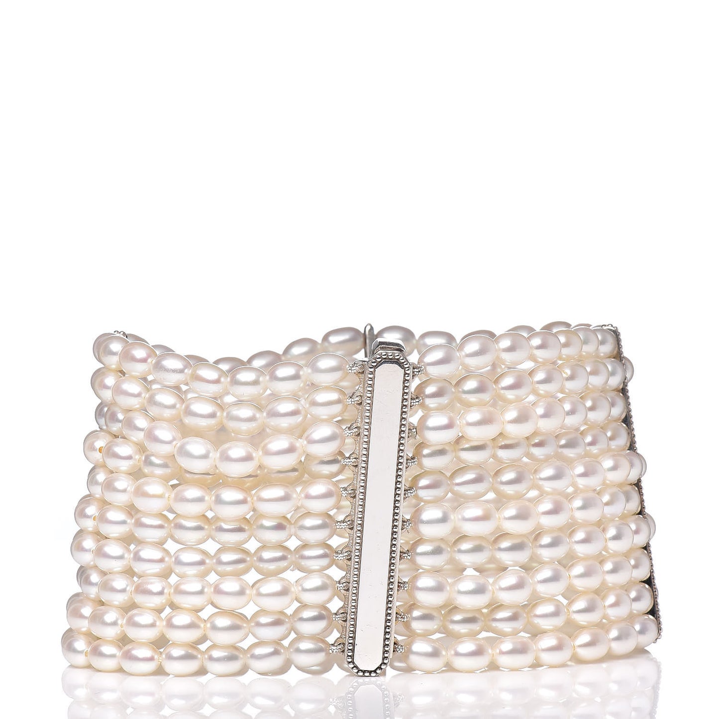 Sterling Silver Pearl 4.5mm Ziegfeld 10 Strand Bracelet