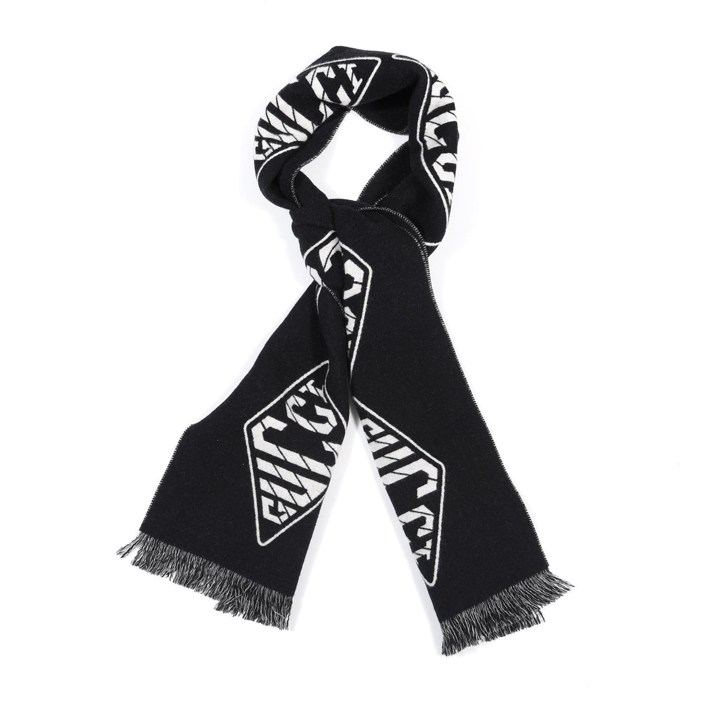 Wool Cashmere Logo Scarf Black