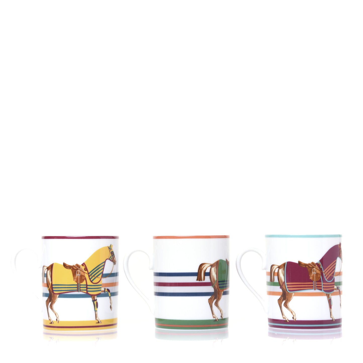 Porcelain Cheval A La Couverture Mug Set of 3