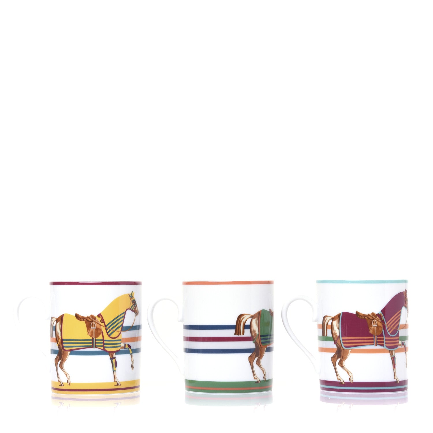 Hermes Porcelain Cheval A La Couverture Mug Set of 3 3 of 14