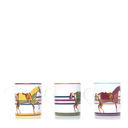 Hermes Porcelain Cheval A La Couverture Mug Set of 3 3 of 14
