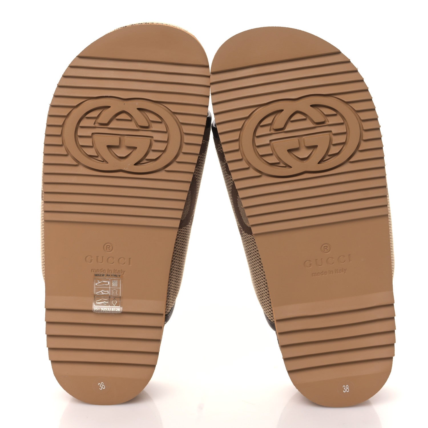Gucci Monogram Jumbo GG Nappa Samoa Platform 40mm Slide Sandals 38 Camel Ebony New Acero 5 of 9