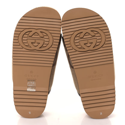 Gucci Monogram Jumbo GG Nappa Samoa Platform 40mm Slide Sandals 38 Camel Ebony New Acero 5 of 9