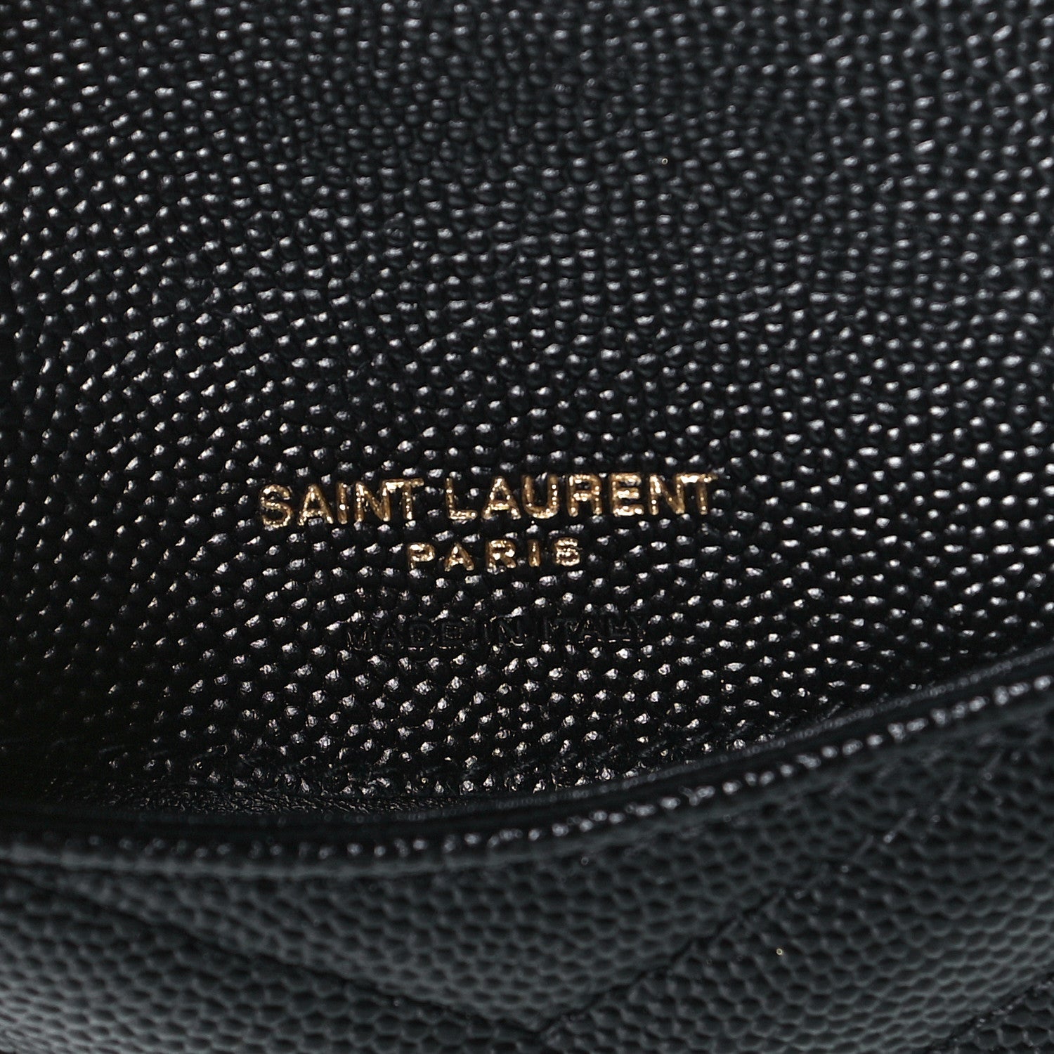 Saint Laurent Grain De Poudre Matelasse Chevron Monogram Compact Wallet Black 5 of 6