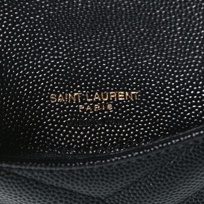 Saint Laurent Grain De Poudre Matelasse Chevron Monogram Compact Wallet Black 5 of 6