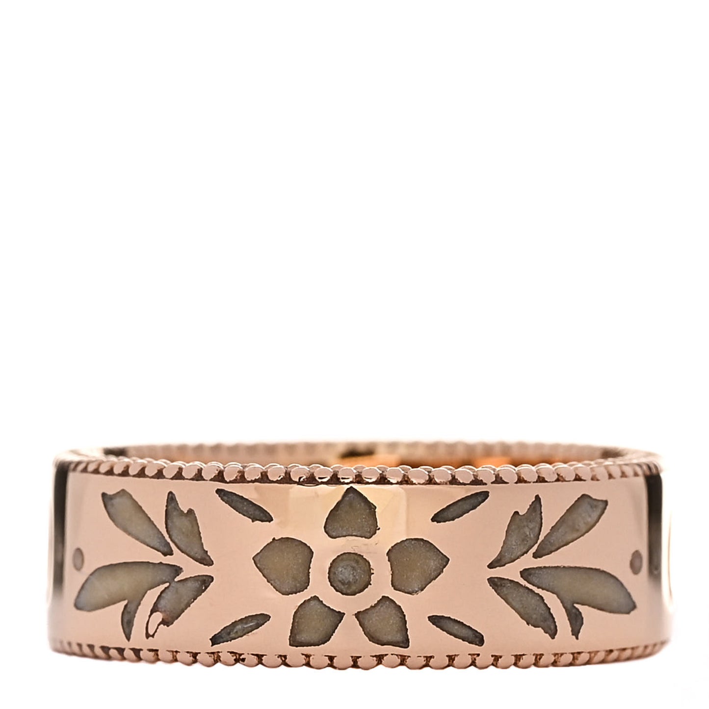 18K Rose Gold Enamel 6mm Icon Blooms Ring 50 5.5