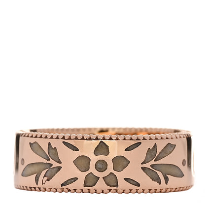 Gucci 18K Rose Gold Enamel 6mm Icon Blooms Ring 50 5.5 1 of 6