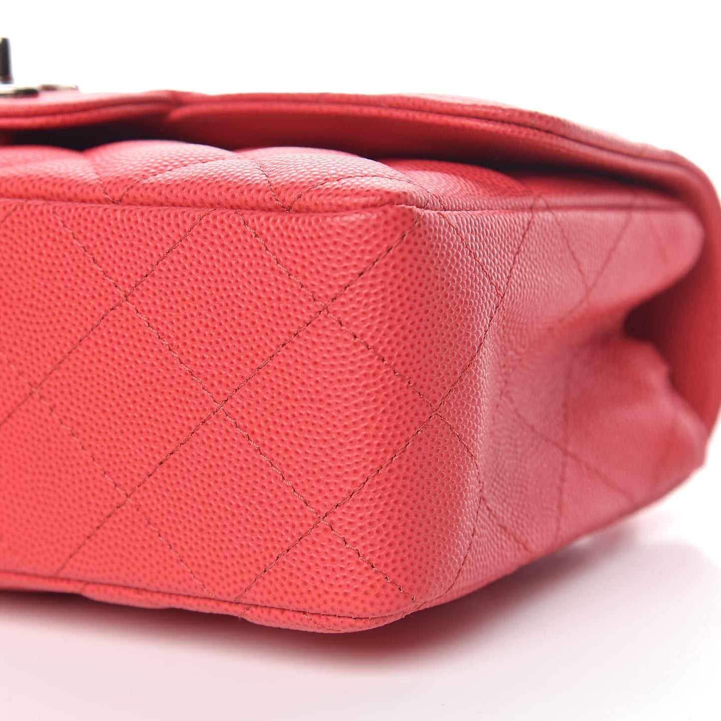 Caviar Quilted Mini Rectangular Flap Light Red