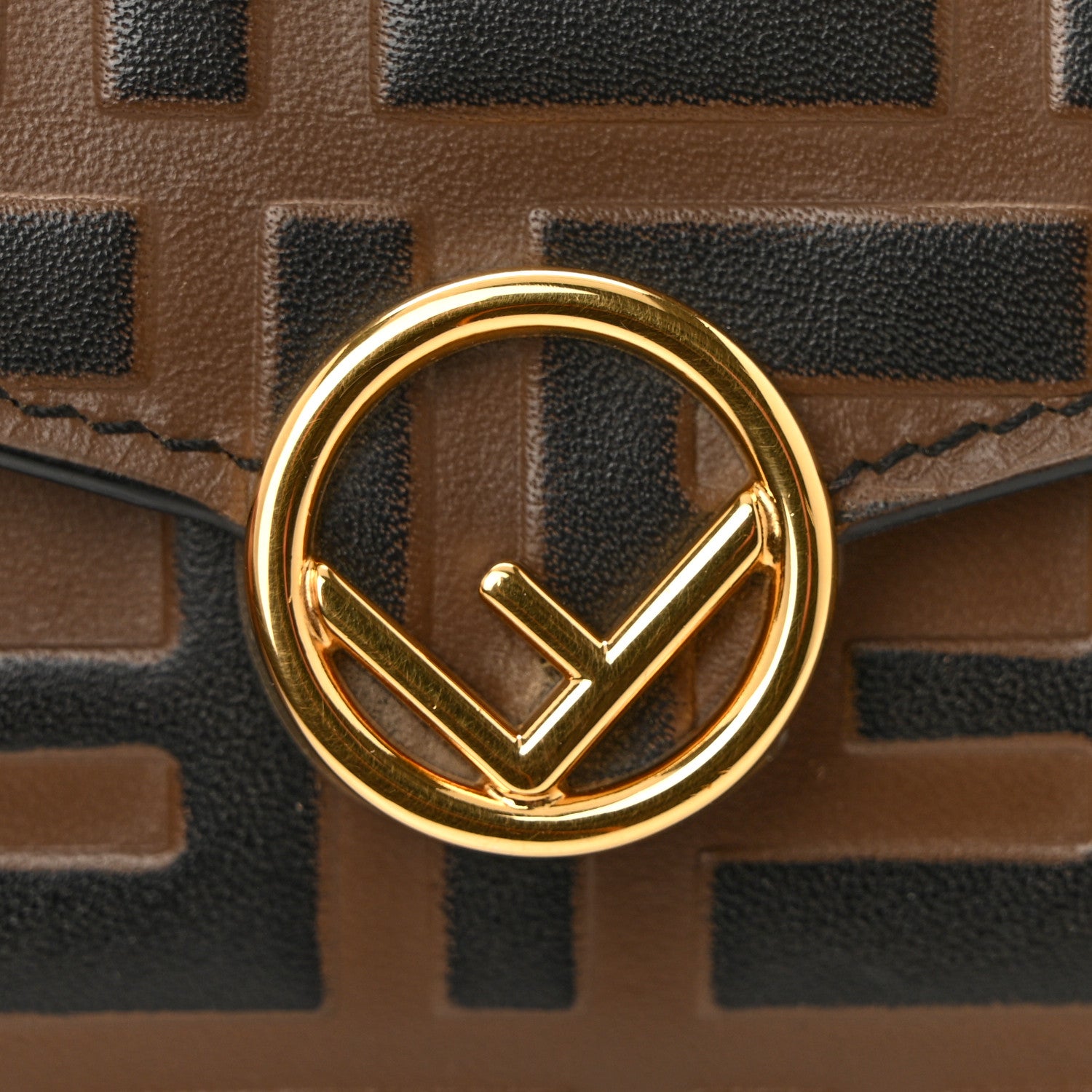 Fendi Vitello Soft F is Fendi Bi-Color FF 1974 Embossed Continental Envelope Wallet On Chain Maya Black 11 of 12