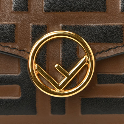 Fendi Vitello Soft F is Fendi Bi-Color FF 1974 Embossed Continental Envelope Wallet On Chain Maya Black 11 of 12