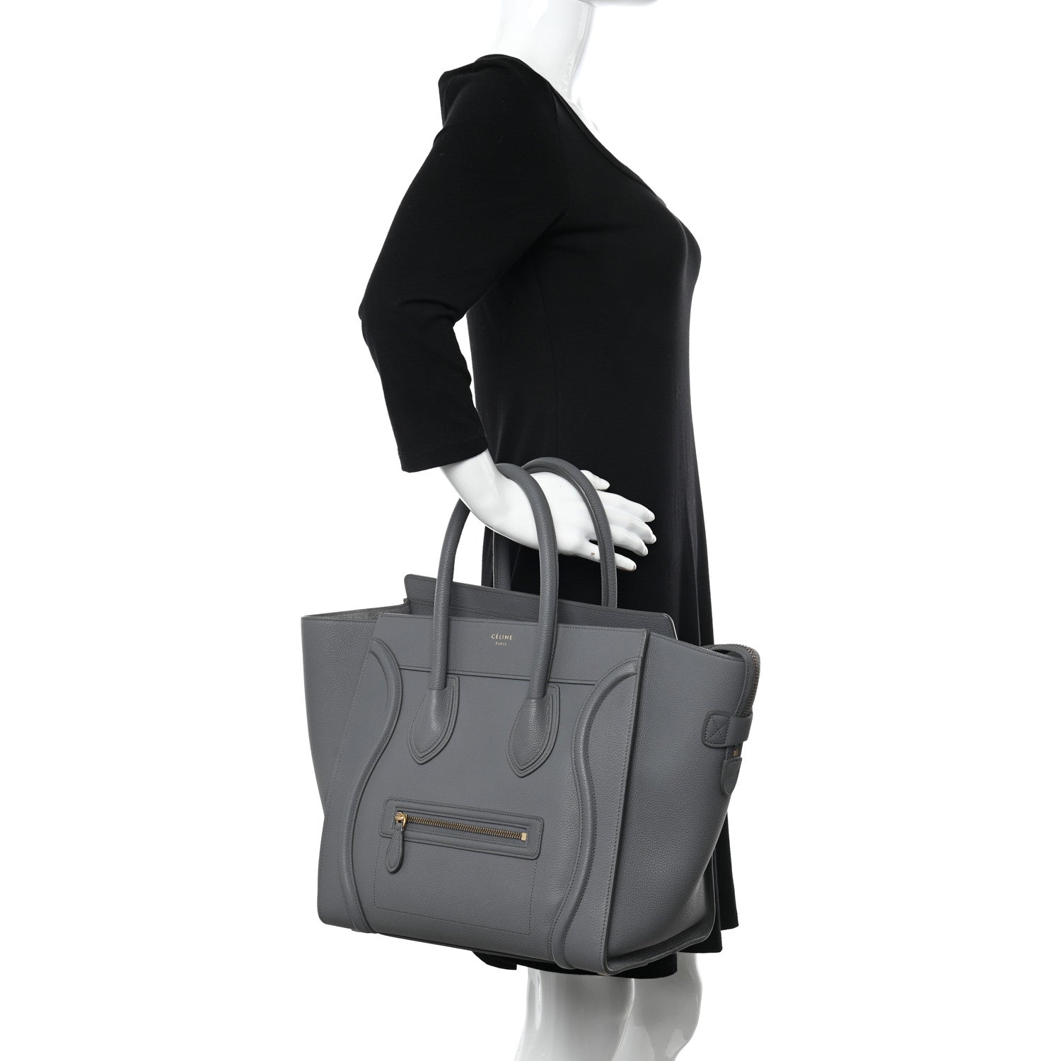Celine Drummed Calfskin Mini Luggage Kohl 2 of 13