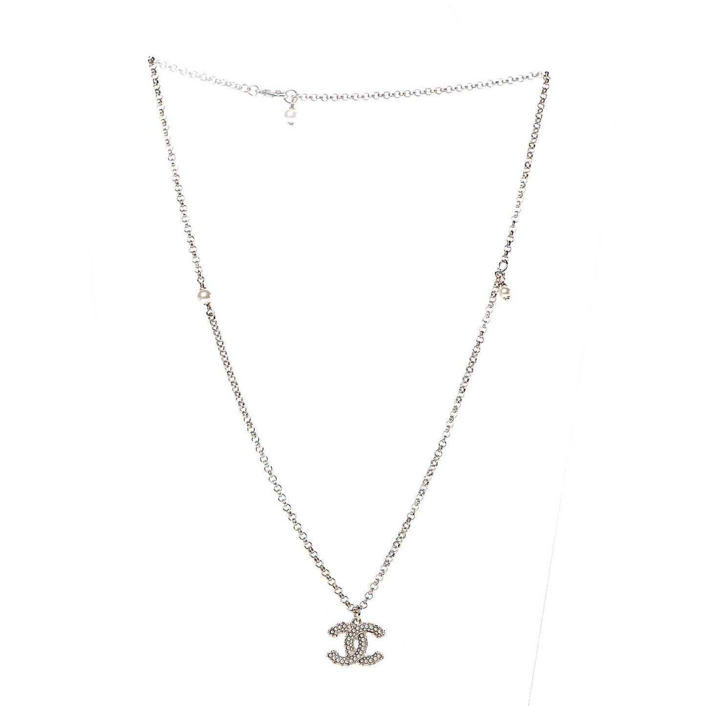 Pearl CC Pendant Necklace Golden Pearly White