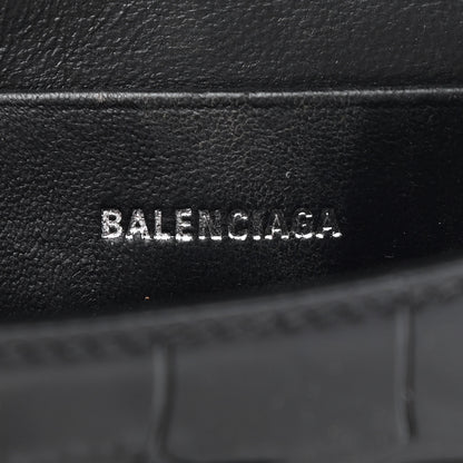 Balenciaga Shiny Calfskin Monochrome Crocodile Embossed Hourglass Top Handle Bag Mini Black 6 of 10