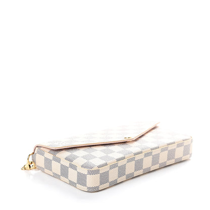 Louis Vuitton Damier Azur Pochette Felicie Chain Wallet Rose Ballerine 4 of 8