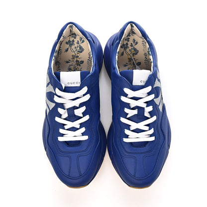 Gucci X MLB Calfskin NY Yankees Mens Rhyton Sneakers 9 Electric Blue 11 of 13