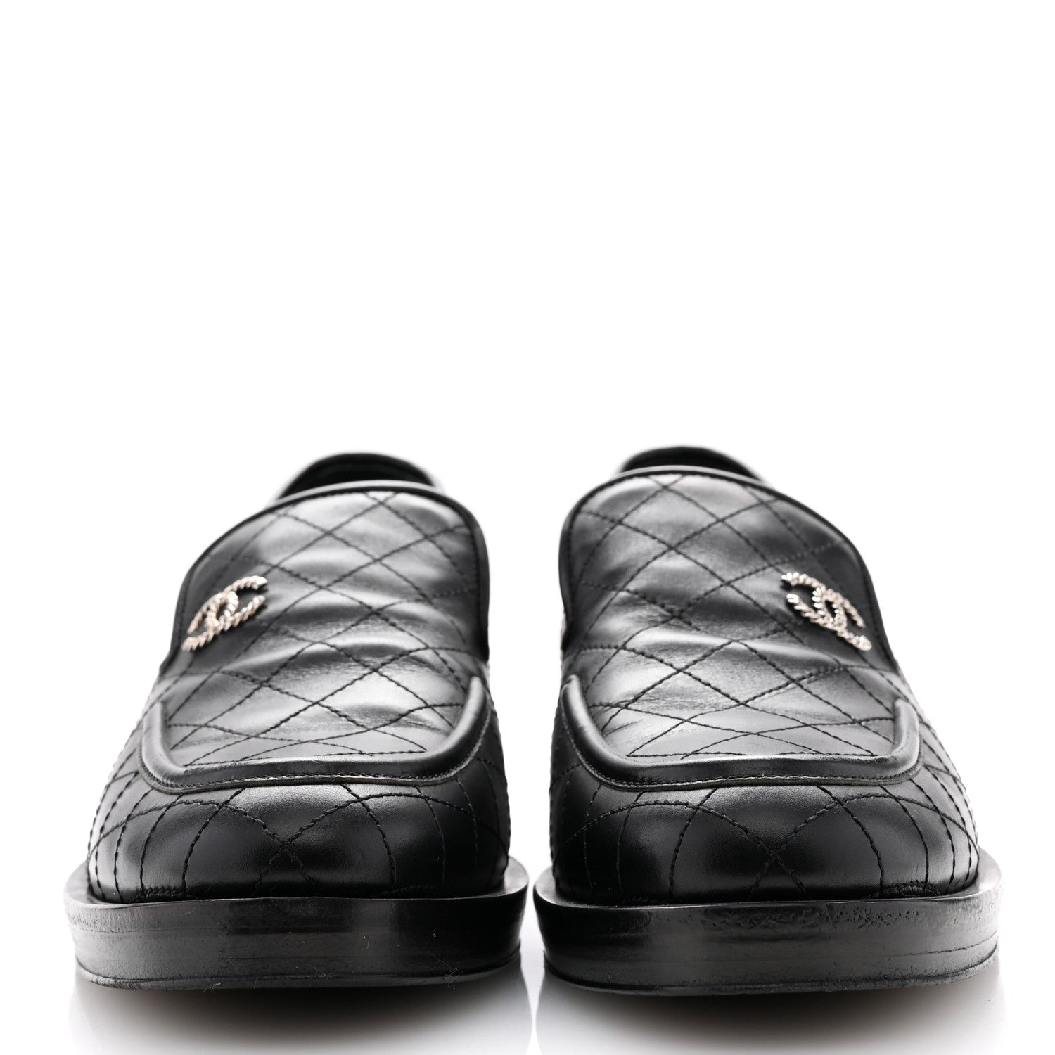 Chanel Calfskin Stitched CC Loafers 39 Black 3 of 11