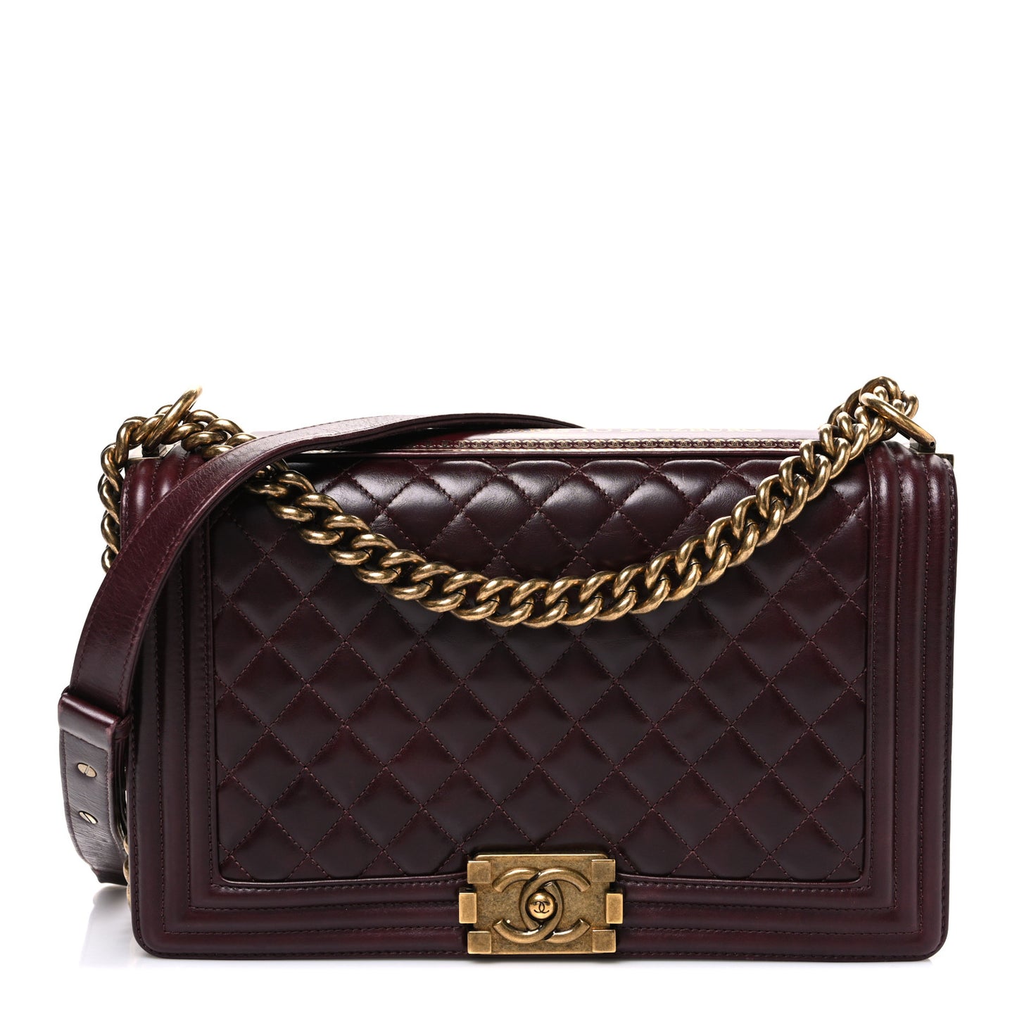 Calfskin Embossed New Medium Paris Salzburg Boy Flap Burgundy