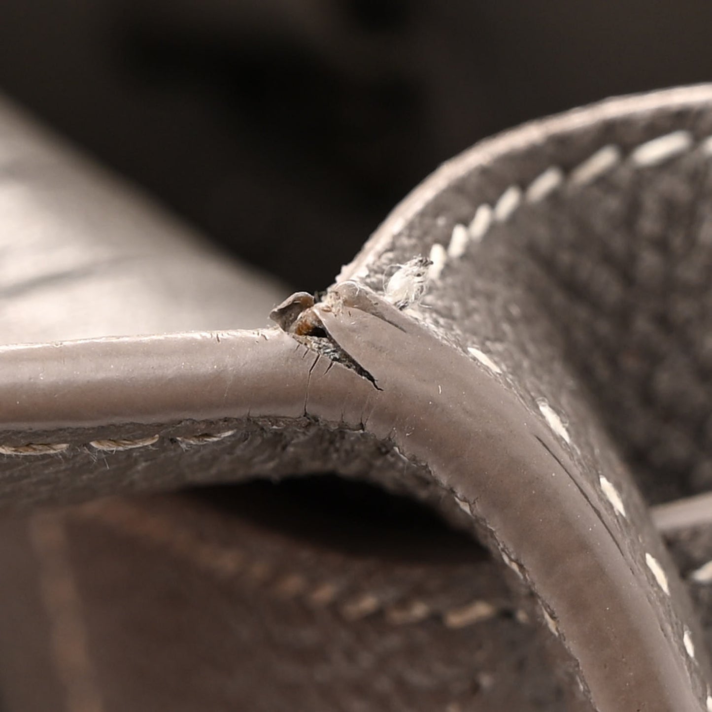 Grained Calfskin Topstich Baby Sac De Jour Grey