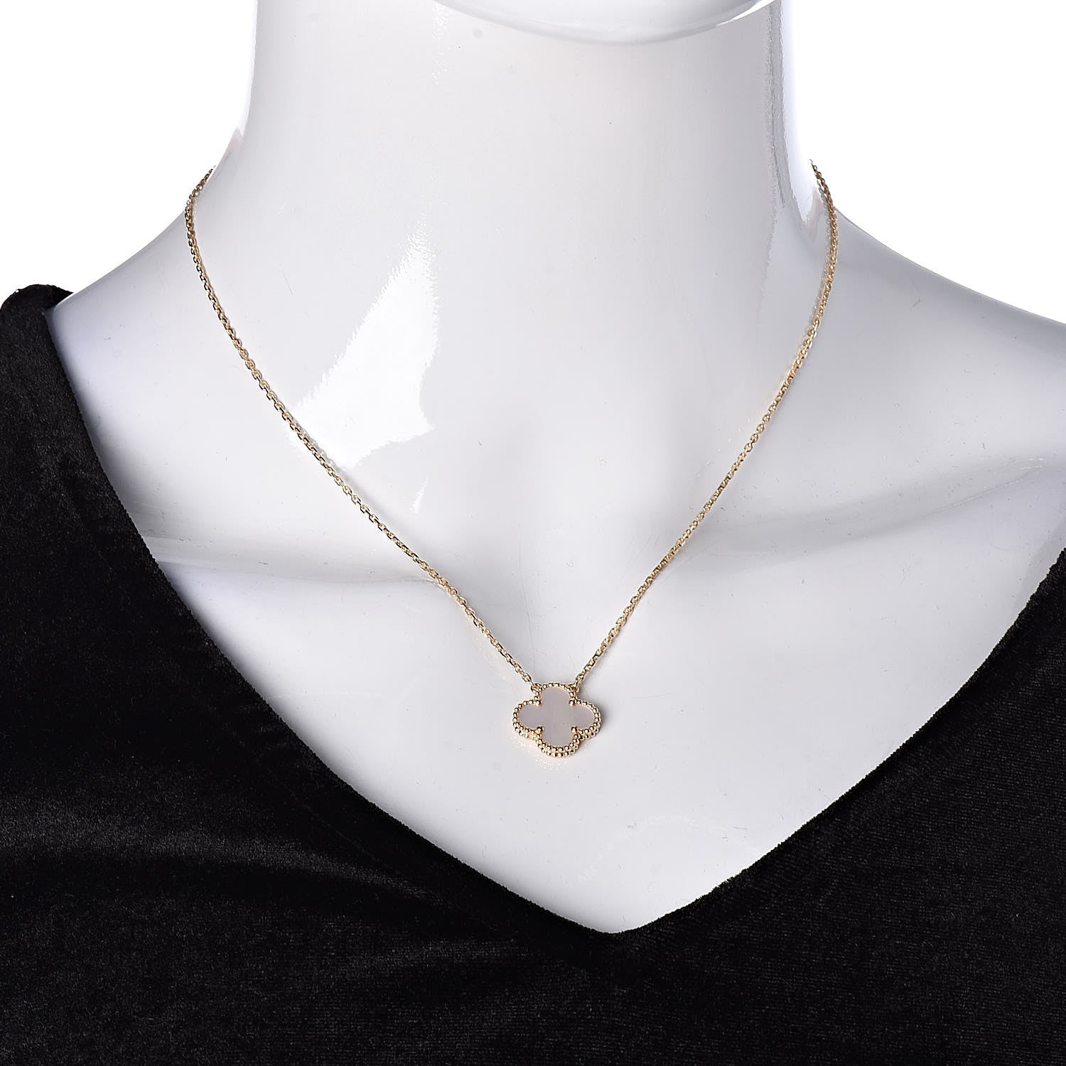 Van Cleef & Arpels 18K Yellow Gold Mother of Pearl Vintage Alhambra Pendant Necklace 2 of 8