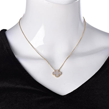 Van Cleef & Arpels 18K Yellow Gold Mother of Pearl Vintage Alhambra Pendant Necklace 2 of 8