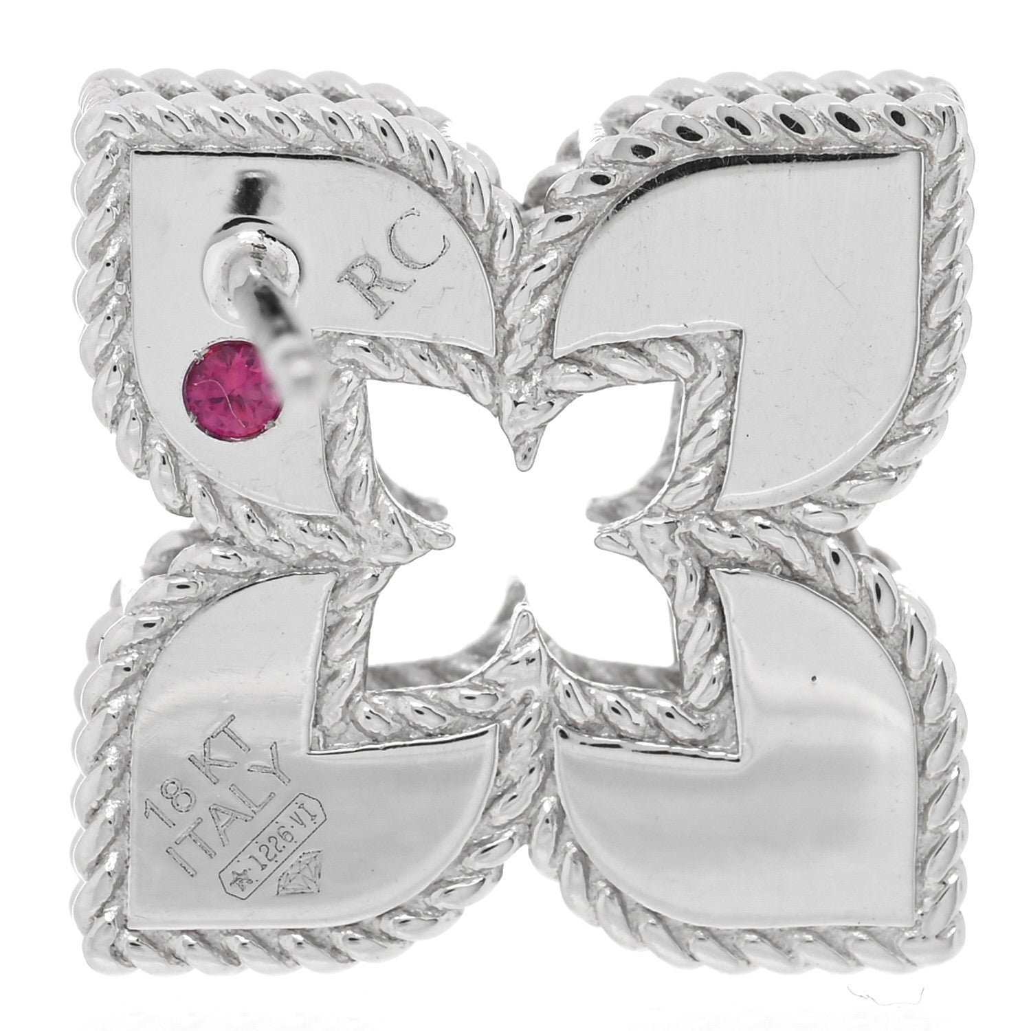 Roberto Coin 18K White Gold Diamond Venetian Princess Stud Earrings 4 of 4