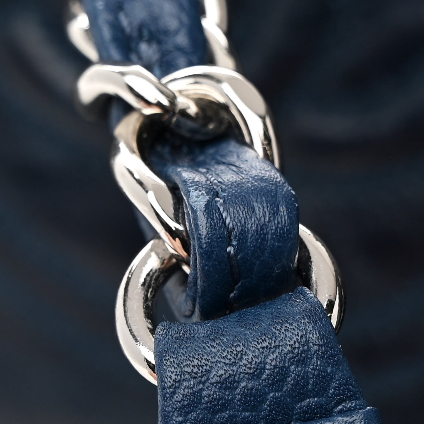 Glazed Calfskin Large Deauville Tote Blue