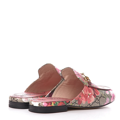 Gucci GG Supreme Monogram Blooms Womens Princetown Slippers 34 Beige Multicolor Dry Rose 4 of 10