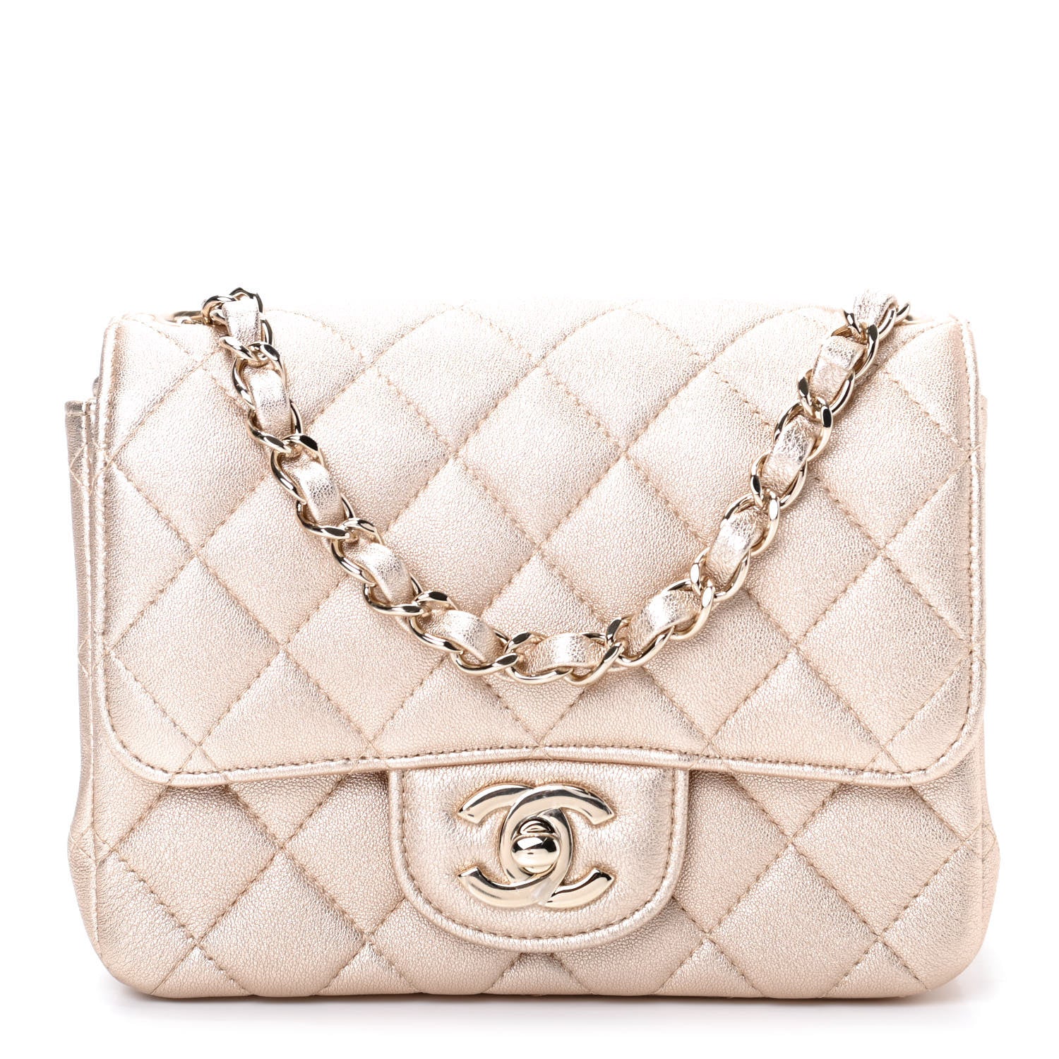Chanel Metallic Lambskin Quilted Mini Square Flap Gold 1 of 10