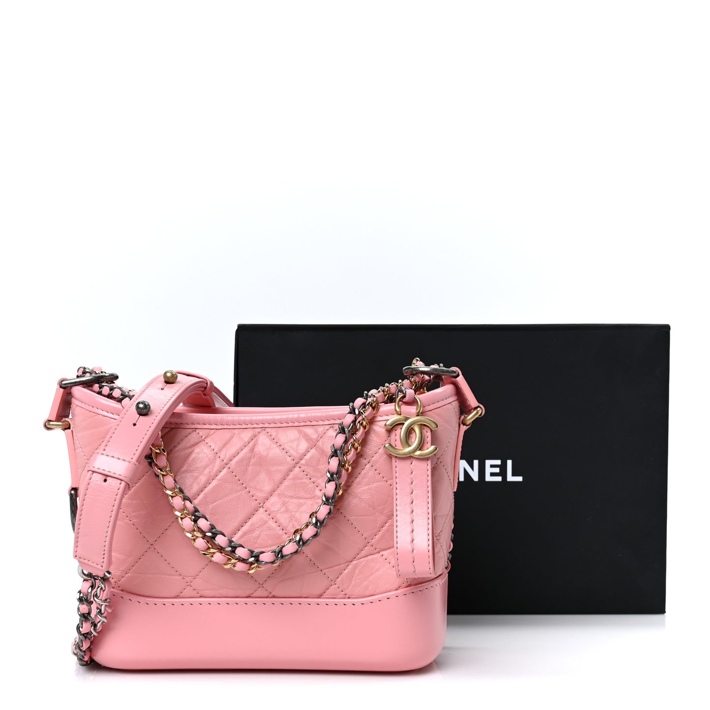 Aged Calfskin Quilted Small Gabrielle Hobo Pink