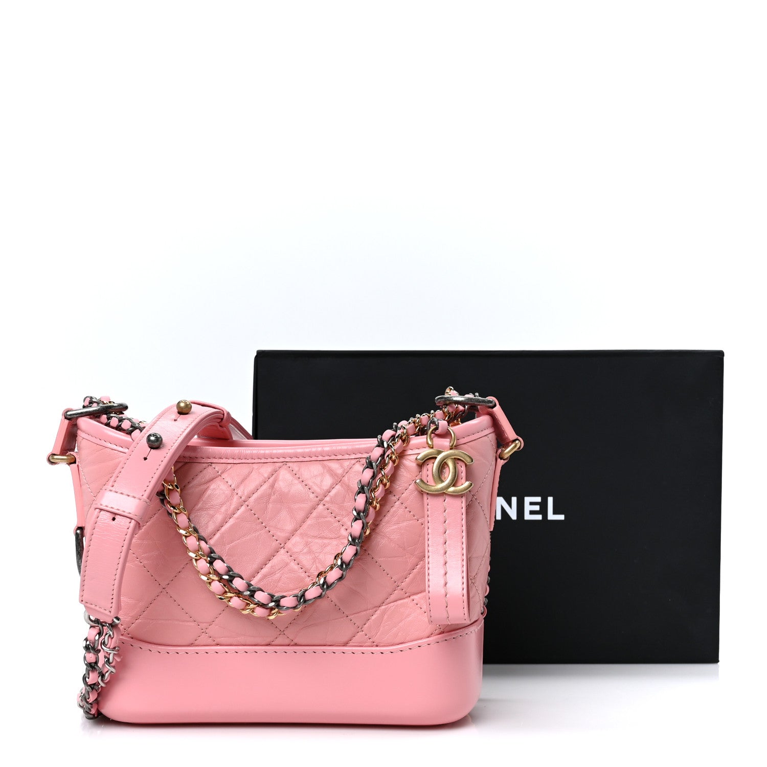 Chanel Aged Calfskin Quilted Small Gabrielle Hobo Pink 10 of 10