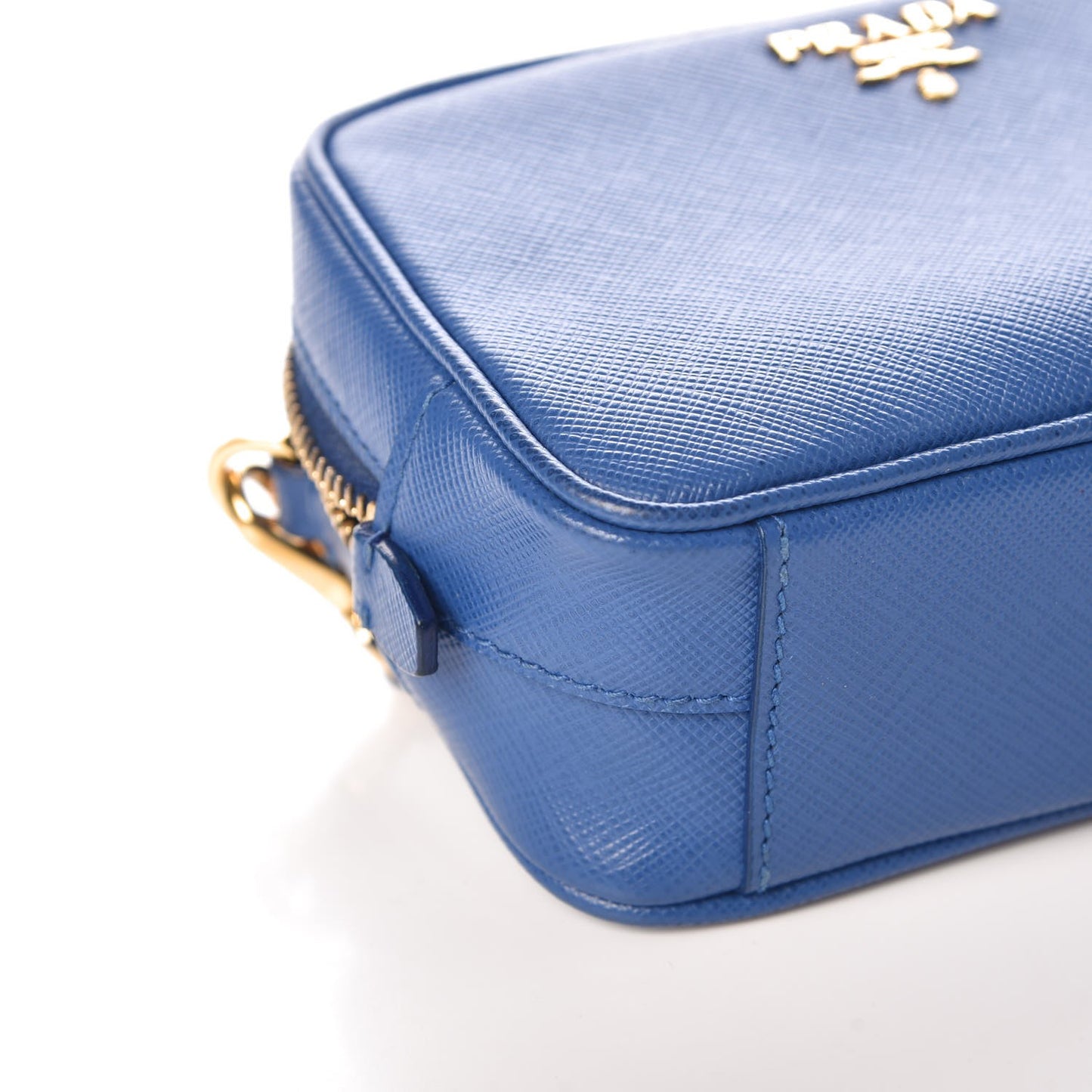 Saffiano Mini Camera Crossbody Bag Azzurro