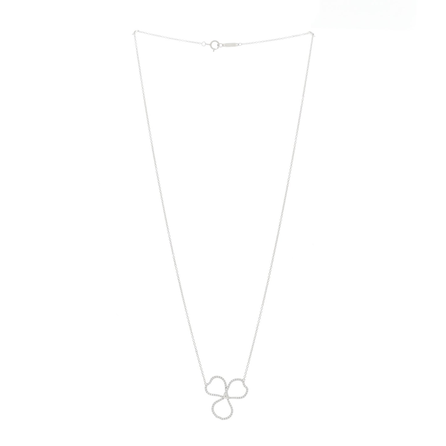 Platinum Diamond Large Paper Flowers Pendant Necklace