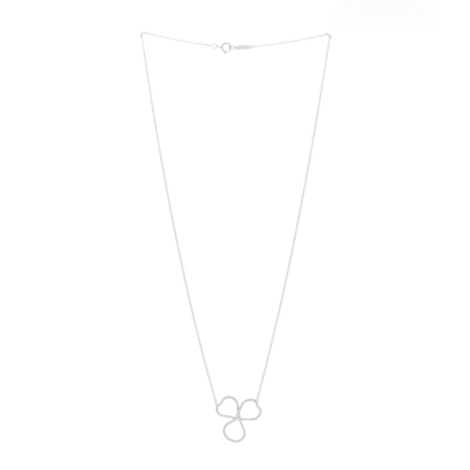 Tiffany Platinum Diamond Large Paper Flowers Pendant Necklace 2 of 5