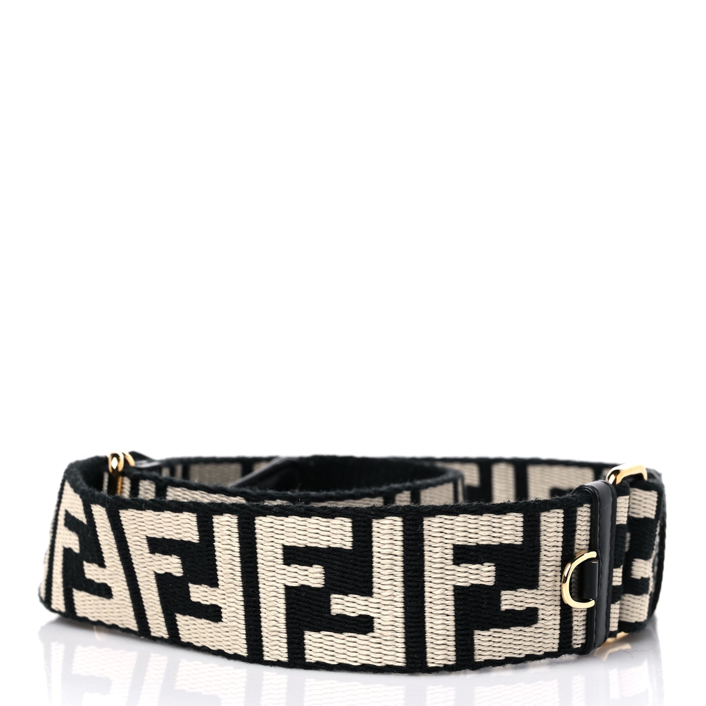 Jacquard Ribbon Vitello King FF Bi-Color Intreccio Adjustable Strap You Black White
