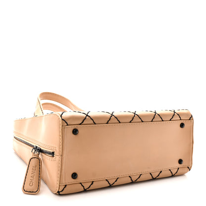 Chanel Calfskin Wild Stitch Vertical Top Handle Bag Beige 4 of 9