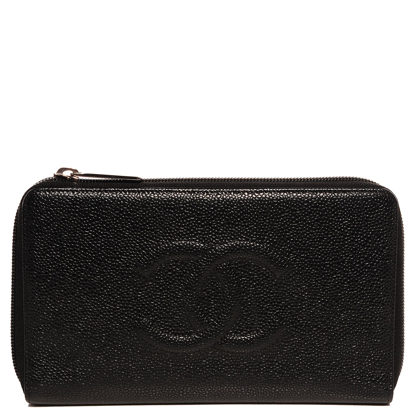 Caviar CC Timeless Large Zip Around Wallet Black