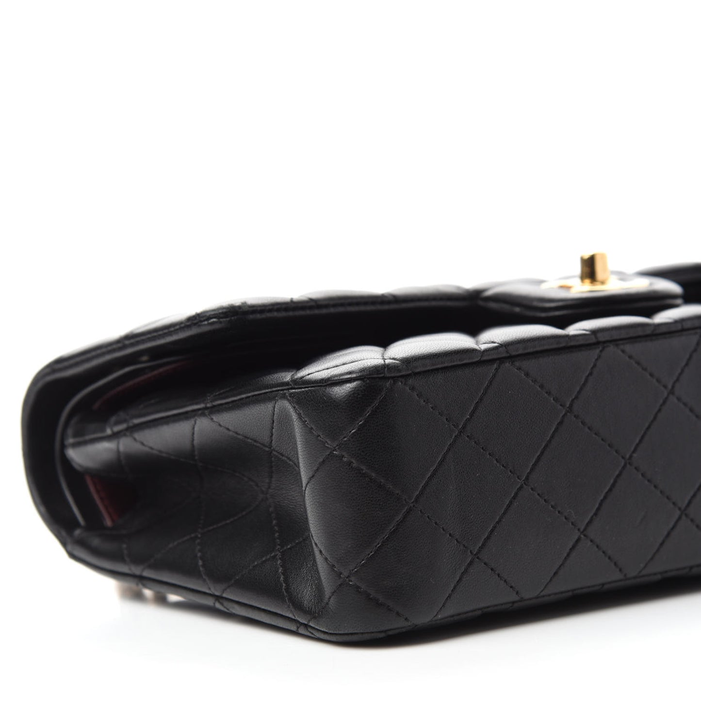 Lambskin Quilted Medium Double Flap Black