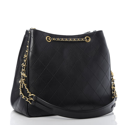 Chanel Calfskin Stitched Egyptian Amulet Drawstring Bag Black 3 of 9