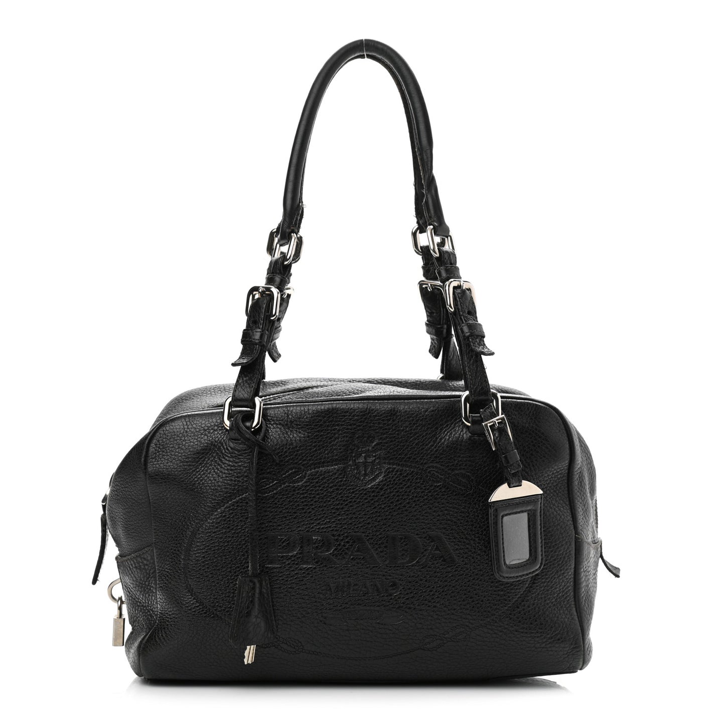 Vitello Daino Print Logo Bowler Black