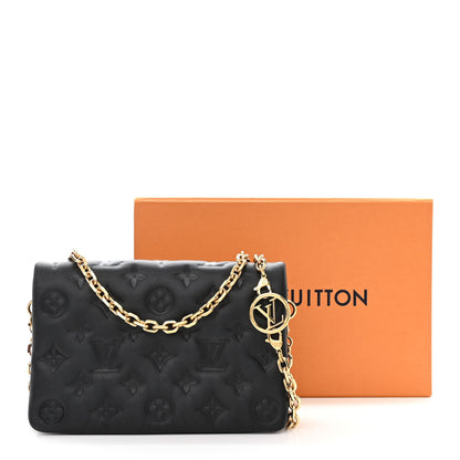 Louis Vuitton Lambskin Embossed Monogram Pochette Coussin Black 10 of 10
