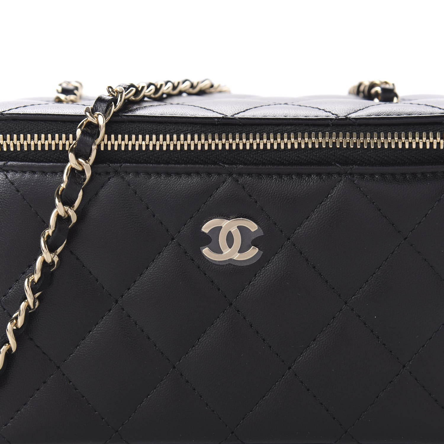 Chanel Lambskin Quilted Small Vanity Case With Chain Black 10 of 11