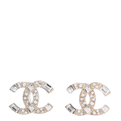 Chanel Crystal Baguette CC Earrings Gold 1 of 5