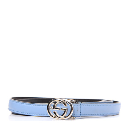 Gucci Moon Calfskin Nickel Interlocking G 20mm Belt 85 34 Porcelain Light Blue 1 of 5