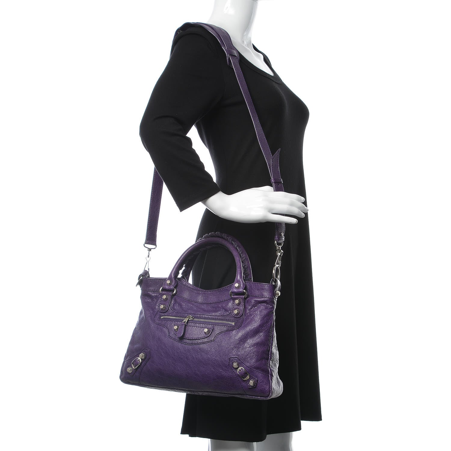 Balenciaga Agneau Giant 12 Silver Hardware Town Dark Violet 2 of 15