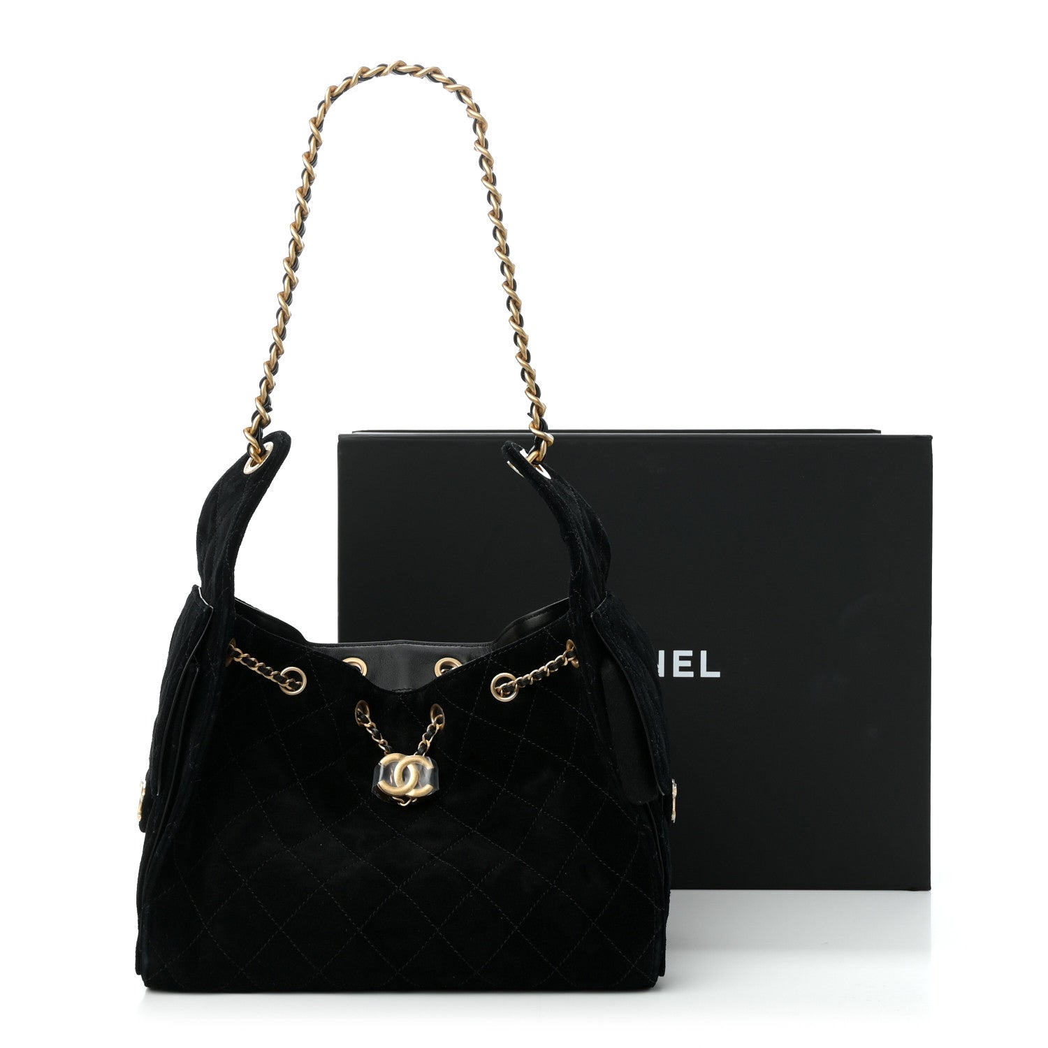 Chanel Suede Quilted Small Chanel 25 Handbag Black 11 of 11