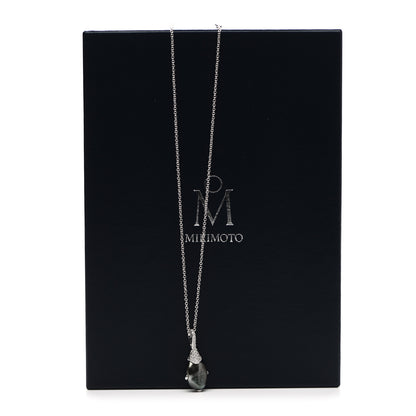 Mikimoto 18K White Gold Diamond Black South Sea Cultured Pearl 12mm Pendant Necklace 6 of 6