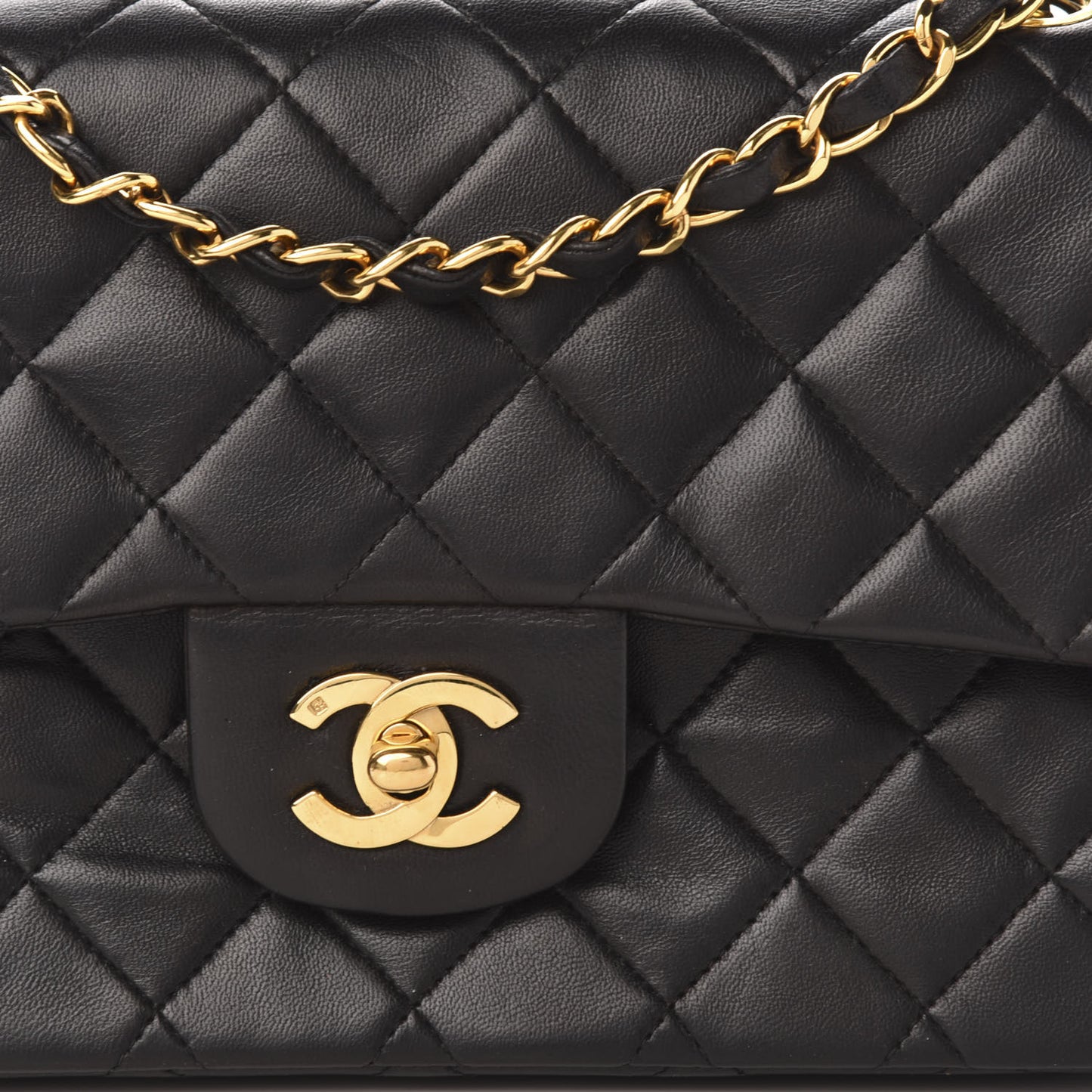Lambskin Quilted Small Double Flap Black